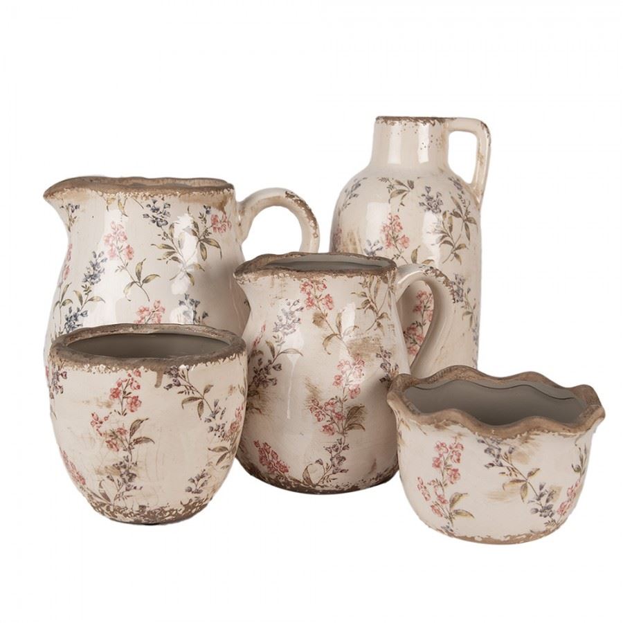 Ceramic flower planter in vintage style, 14*9 cm, 6CE1617S