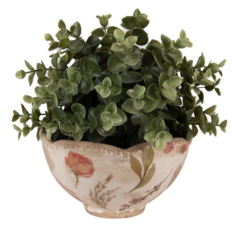 Ceramic flower pot in vintage style Pink Roses, 16*9 cm, 6CE1626S