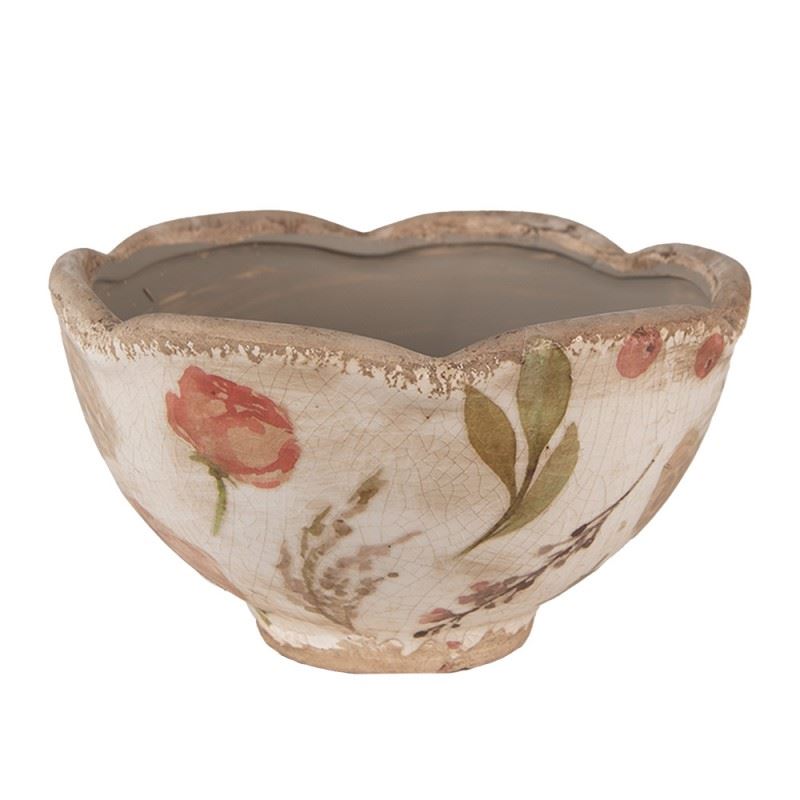 Ceramic flower pot in vintage style Pink Roses, 16*9 cm, 6CE1626S