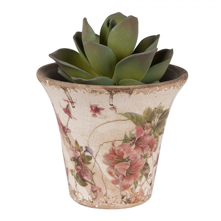 Ceramic flower planter in vintage style, 13*11 cm, 6CE1627M