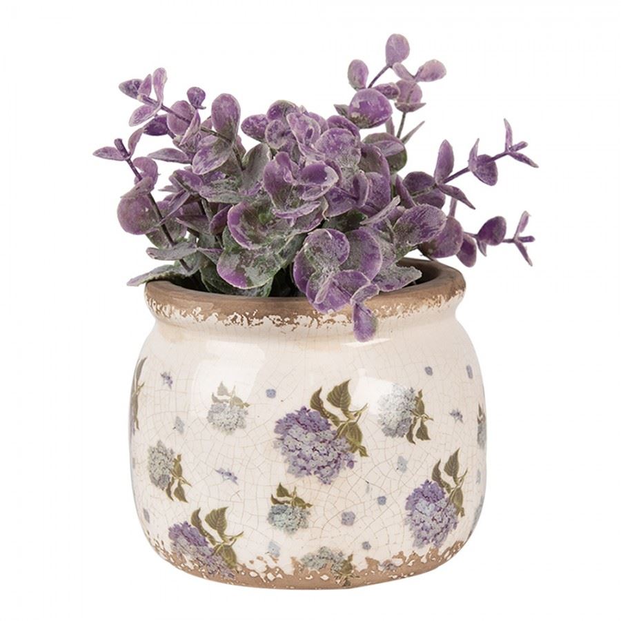 Ceramic flower pot in vintage style Hydrangea, 12*10 cm, 6CE1639S