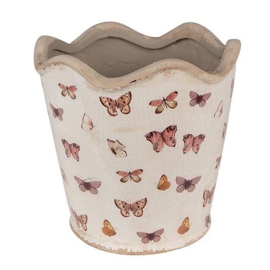 Ceramic flower pot in vintage style Butterflies, 19*18 cm