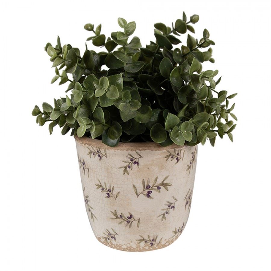 Ceramic flower planter in vintage style Olives 5x5 in (13*12 cm)