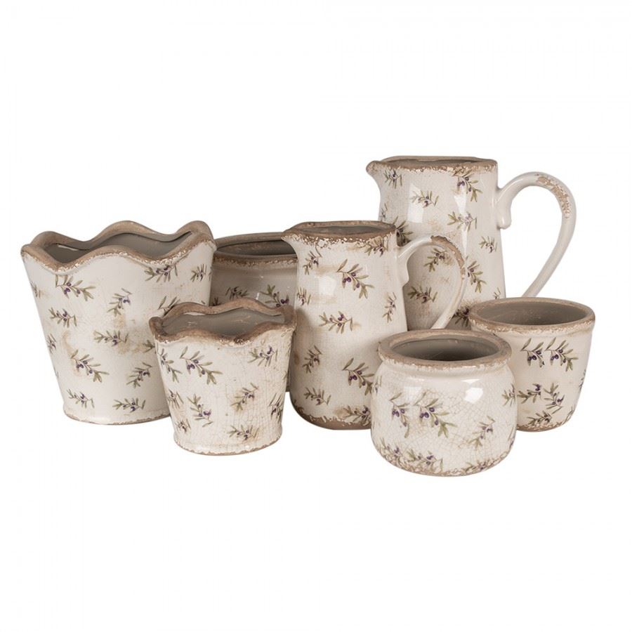 Ceramic flower planter in vintage style Olives 5x5 in (13*12 cm)
