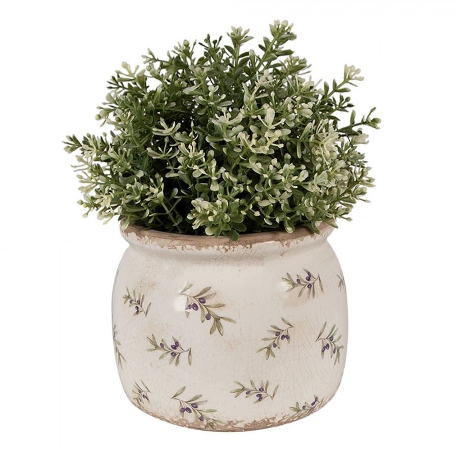 Ceramic flower planter in vintage style Olives, 16*13 cm, 6CE1670M