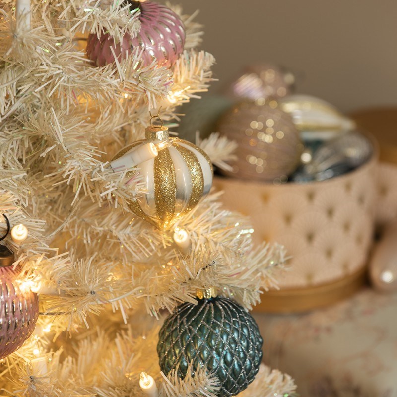 Set of New Year's decorations, 4 pieces, 8 cm, 6GL3287 New Year's decoration, 4 pieces, 6GL3287
