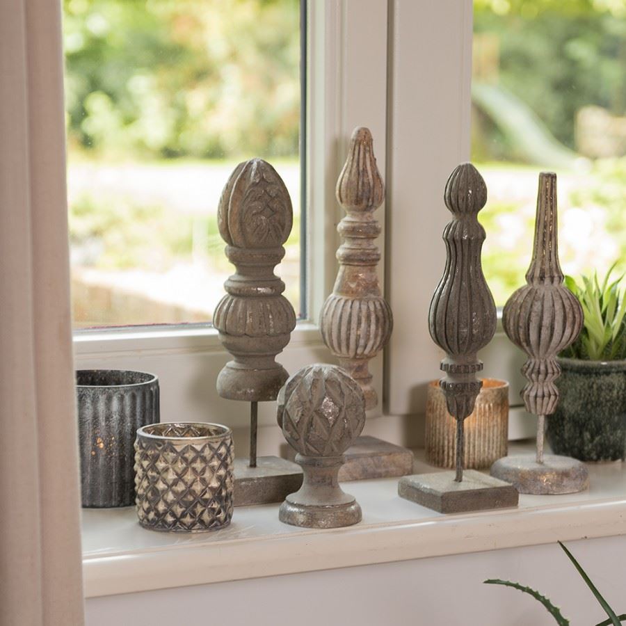 Carved Wooden Finial Ball – Small 4x6 in