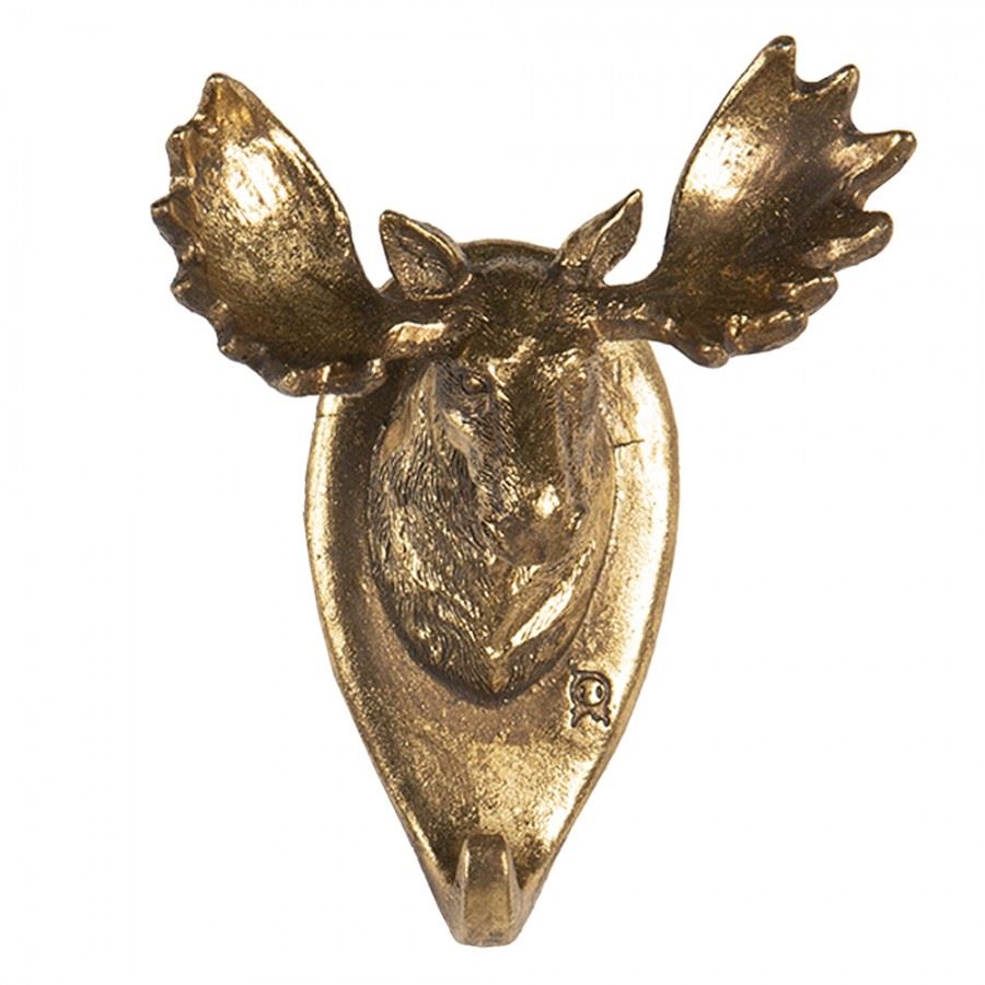 Vintage Moose Head Wall Hook – Gold Country Style, 10х7х13 cm