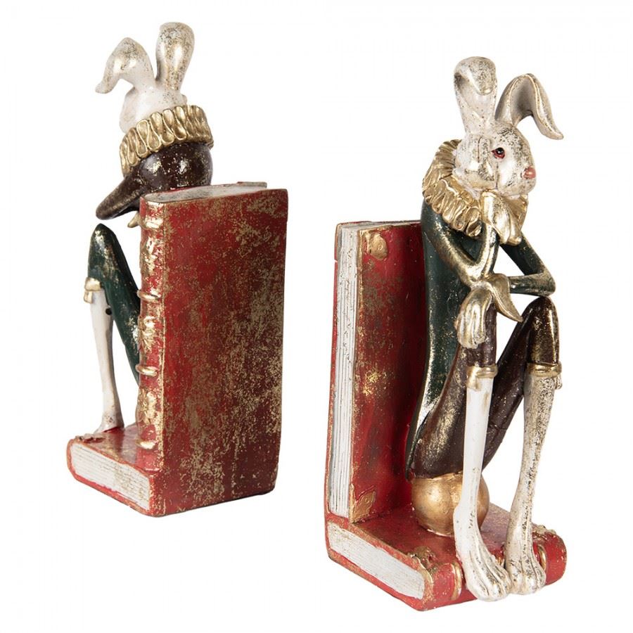 Shabby Chic Rabbit Bookends - Medieval Gentlemen Decorative Set