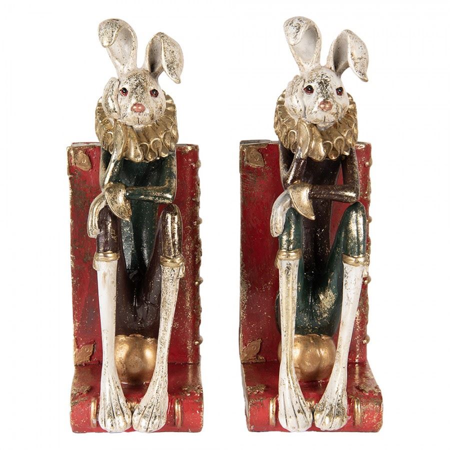 Shabby Chic Rabbit Bookends - Medieval Gentlemen Decorative Set