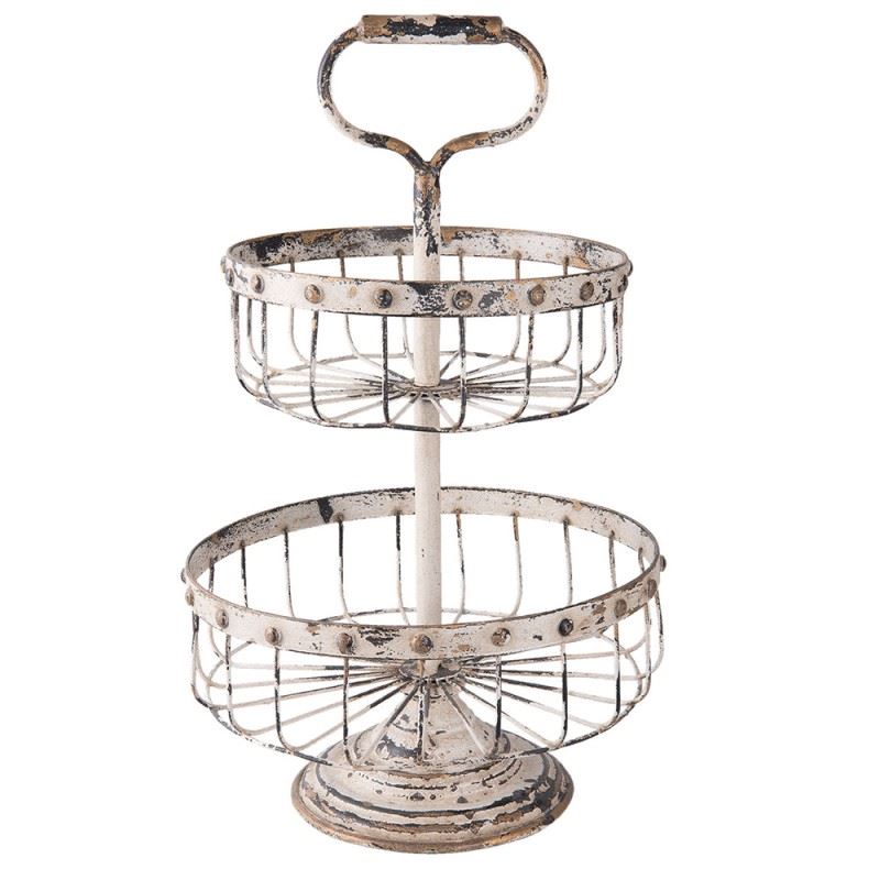 Vintage Shabby Chic Two-Tier Wire Basket Stand 12x20 in