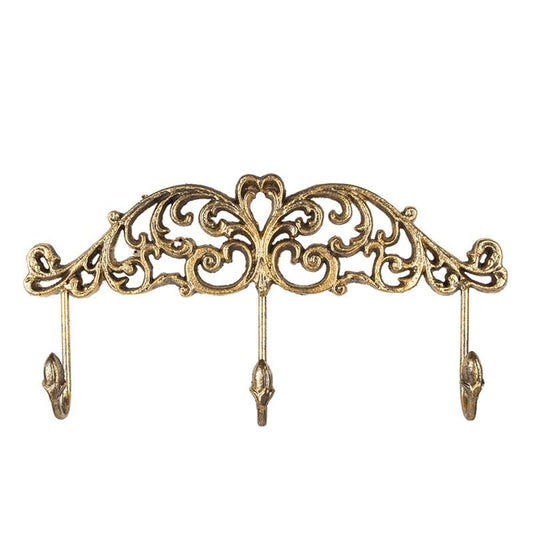 Vintage Gold Wall Hooks – Elegant Space-Saving Coat Rack, 38х5х19 cm