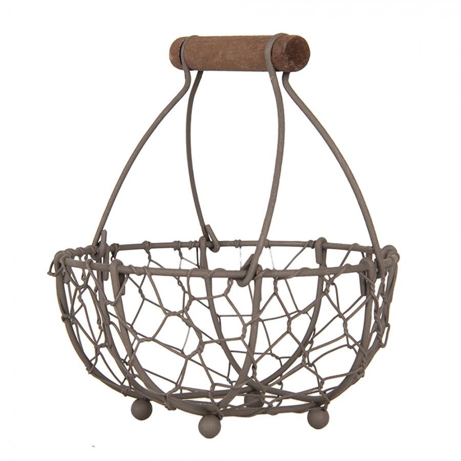 Petite Vintage French Wire Basket with Wooden Handle, 5.6х6.8 in (14*7/17 cm)