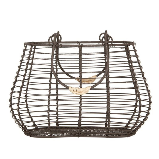 Vintage French Market Metal Basket, 10х6.4х11.2 in (25*16*17/28 cm)
