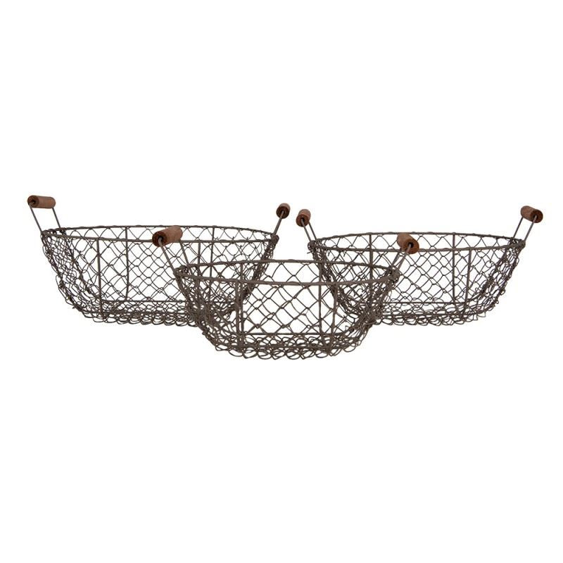 Vintage French Wire Basket with Wooden Handles, 8.4x4.4 in (21*7/11 cm)