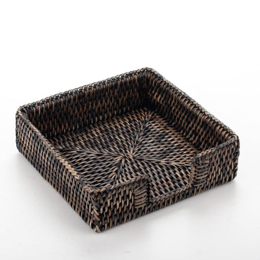 Handwoven Rattan Napkin Holder – Boho Table Decor, Natural Wicker Square Basket for Kitchen or Dining Table, Eco-Friendly Farmhouse Style