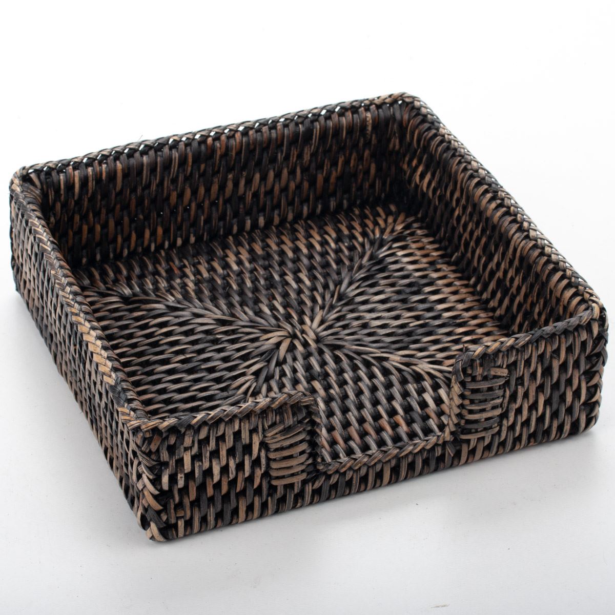 Handwoven Rattan Napkin Holder – Boho Table Decor, Natural Wicker Square Basket for Kitchen or Dining Table, Eco-Friendly Farmhouse Style