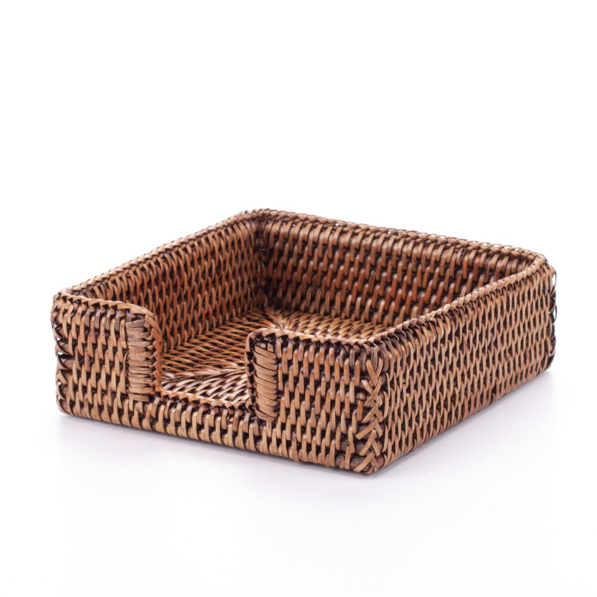 Handwoven Rattan Napkin Holder – Boho Table Decor, Natural Wicker Square Basket for Kitchen or Dining Table, Eco-Friendly Farmhouse Style
