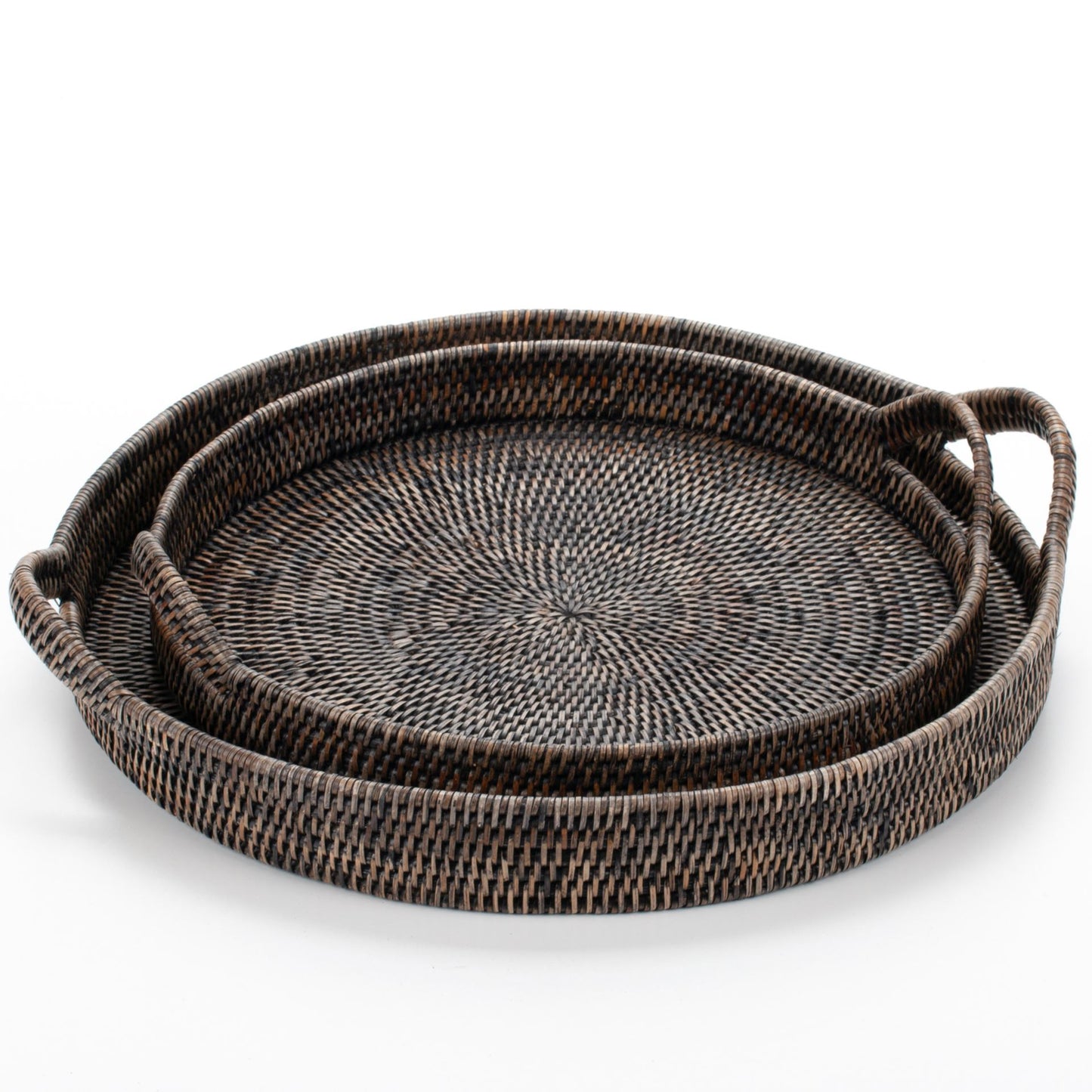 Large Round Rattan Serving Tray – Handwoven Wicker Boho Home Decor Diameter 16" (40 cm)