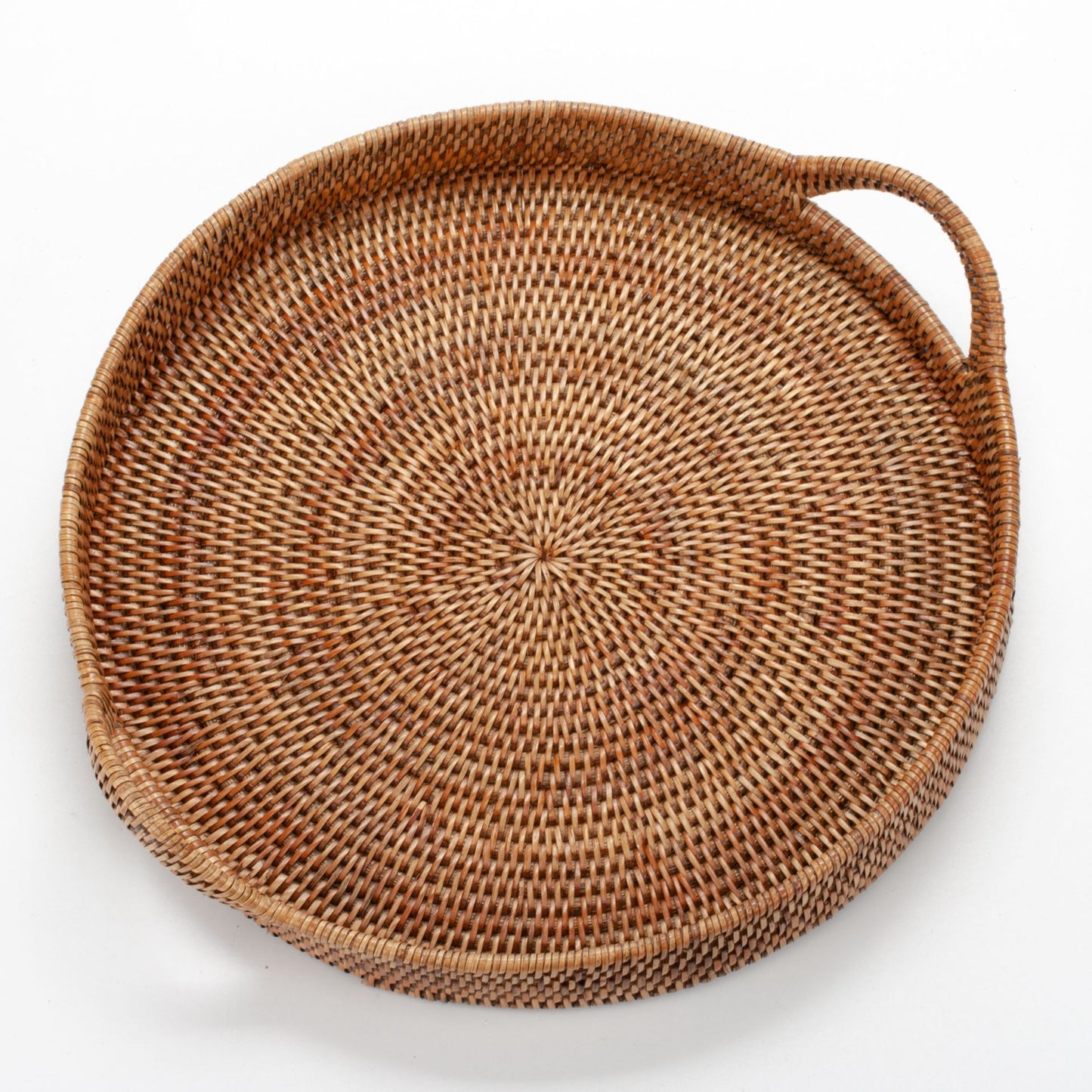 Large Round Rattan Serving Tray – Handwoven Wicker Boho Home Decor Diameter 16" (40 cm)