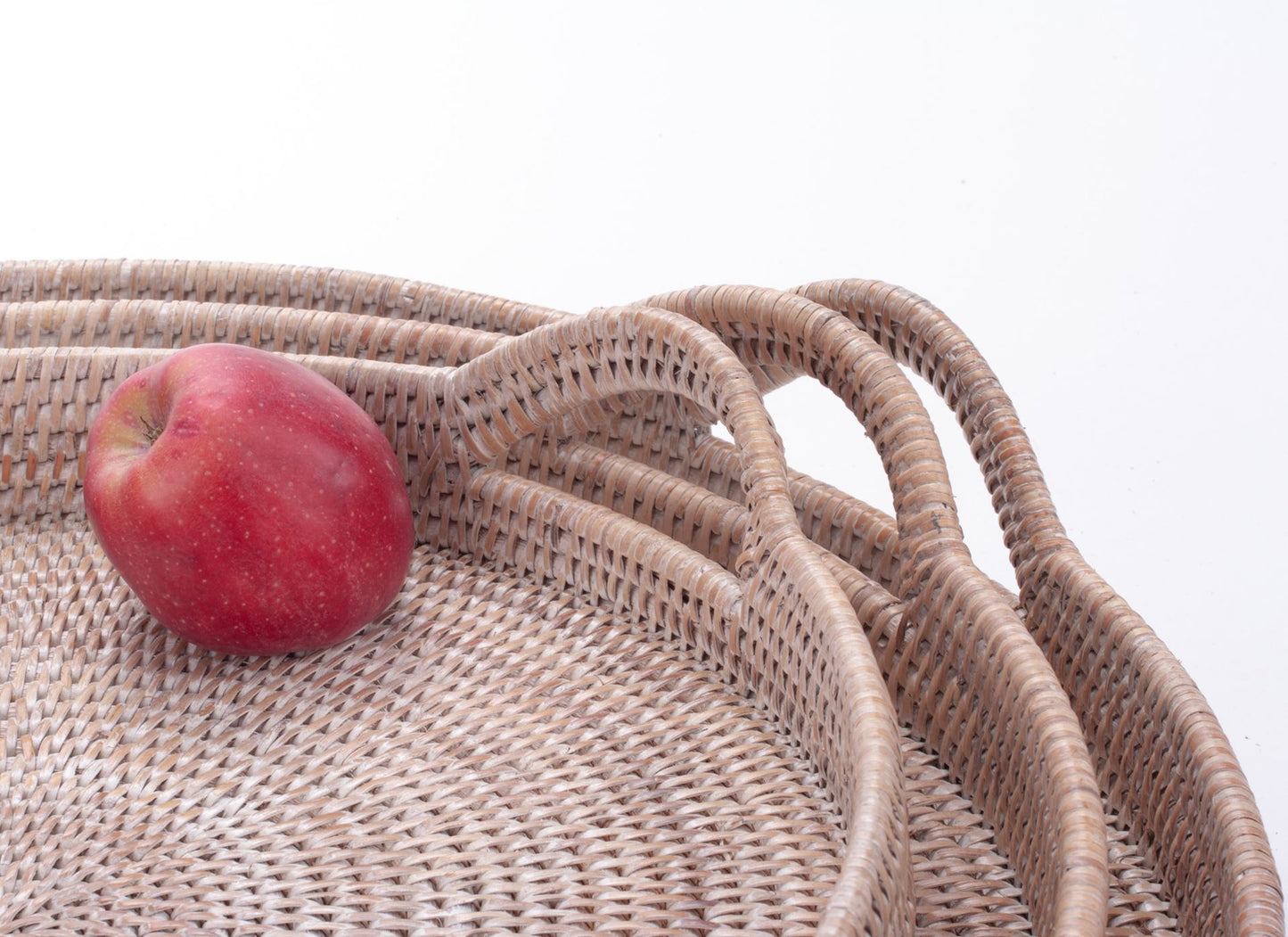 Large Round Rattan Serving Tray – Handwoven Wicker Boho Home Decor Diameter 16" (40 cm)