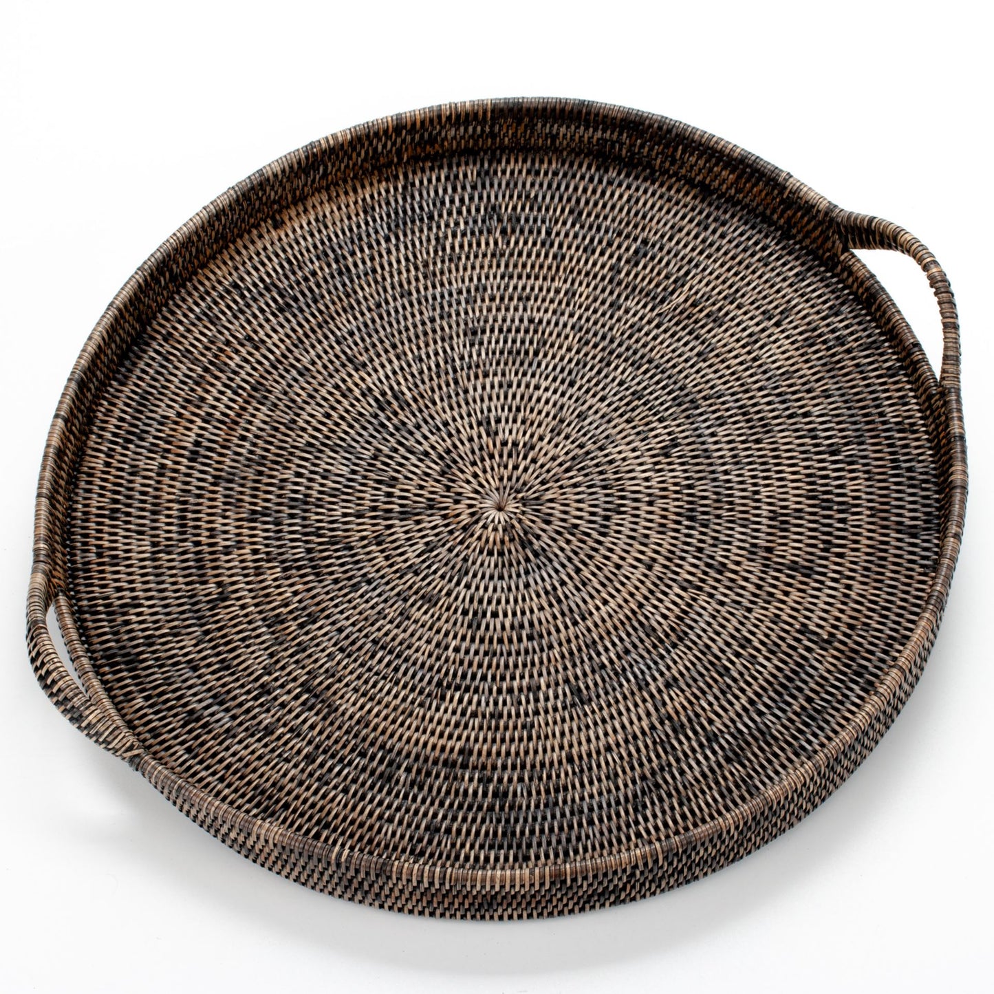 Round Tray with Handles Woven from Rattan, 56*6/10 cm, 71015-black