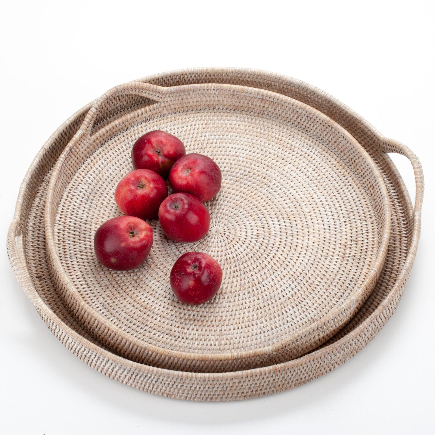 Round Tray with Handles Woven from Rattan, 56*6/10 cm, 71015-white