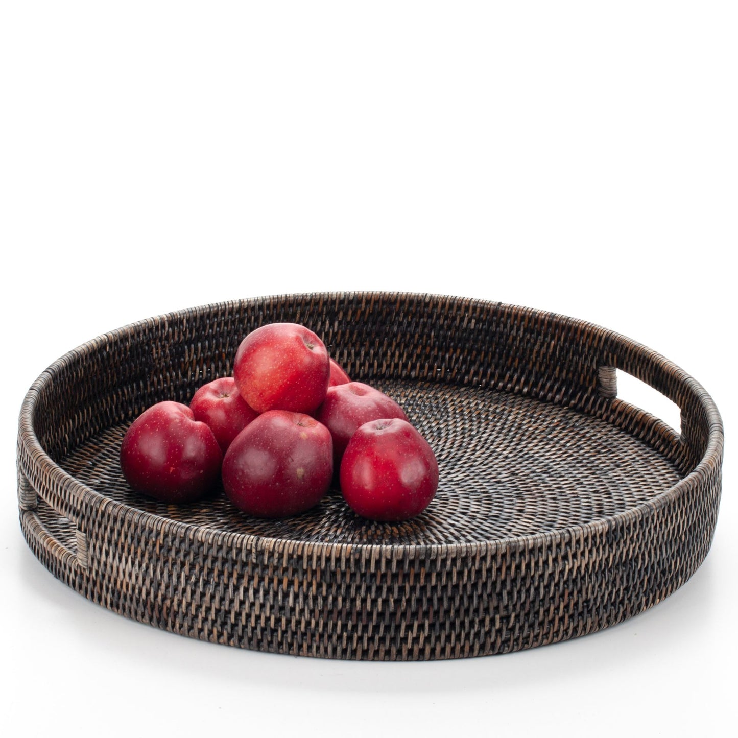 Round Tray with Handles Woven from Rattan, 50*8 cm, 71019-black
