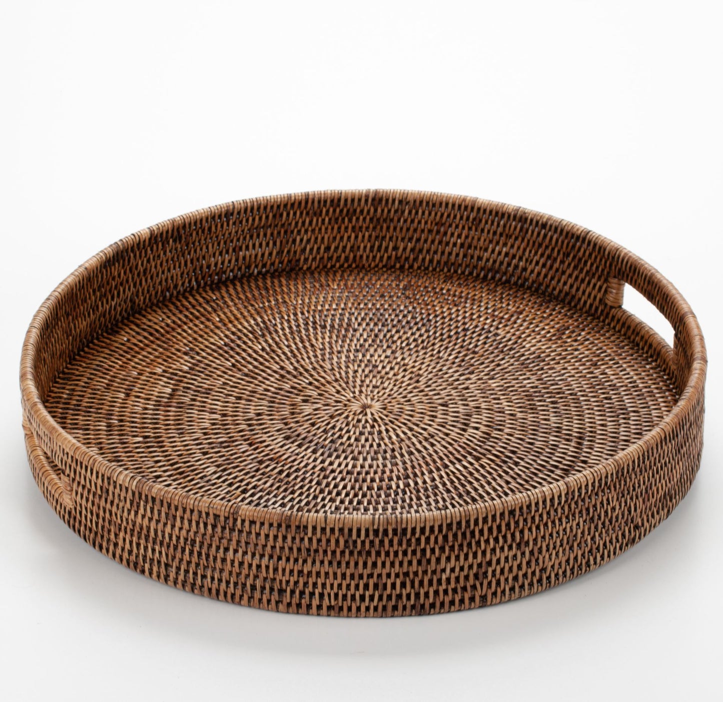 Round Tray with Handles Woven from Rattan, 50*8 cm, 71019-brown