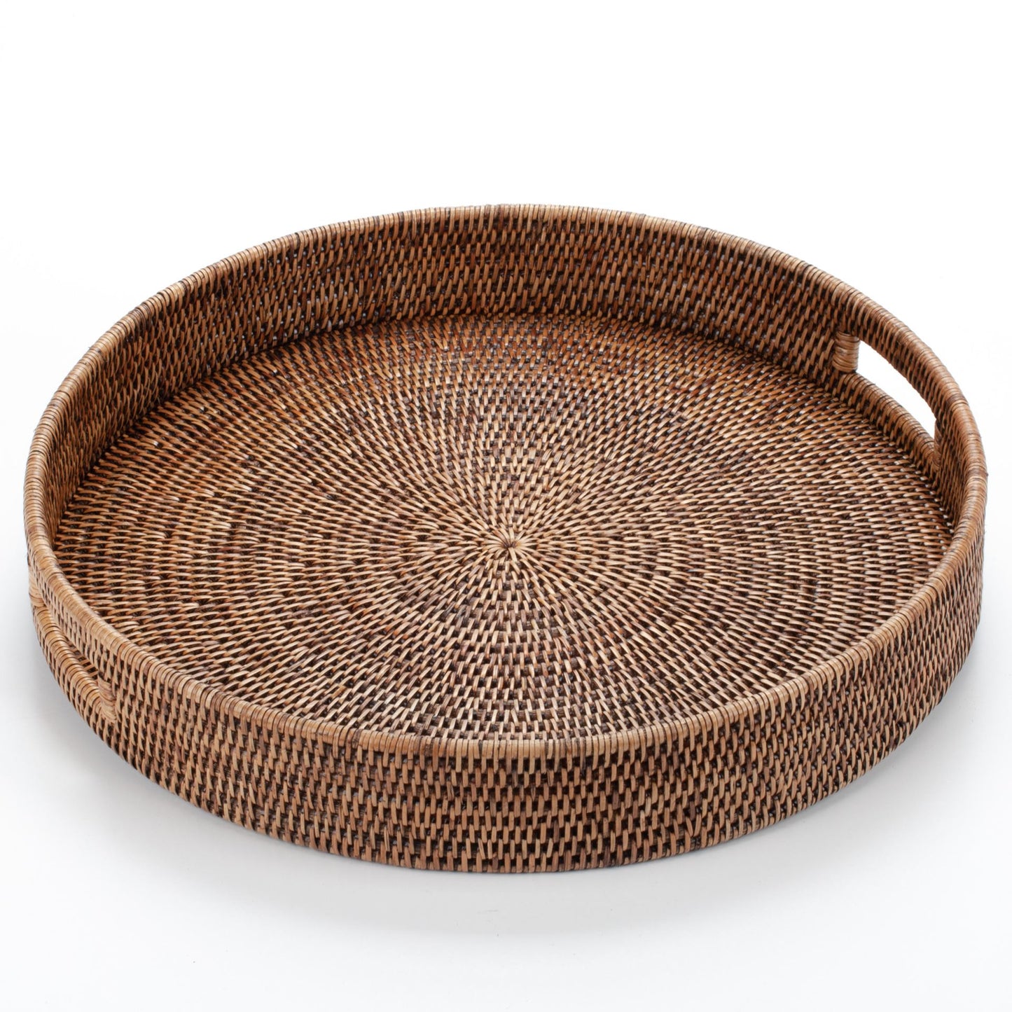 Round Tray with Handles Woven from Rattan, 50*8 cm, 71019-brown