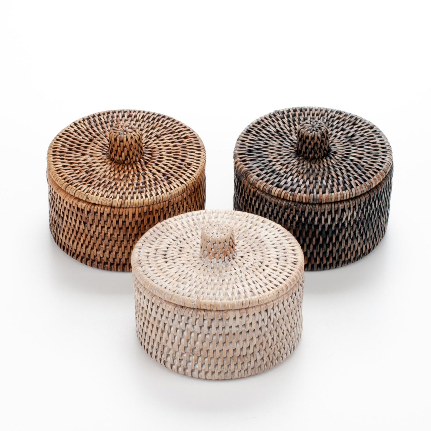 Multifunctional Wicker Storage Box, Rattan Weaving, 15x8 cm, 71020-brown