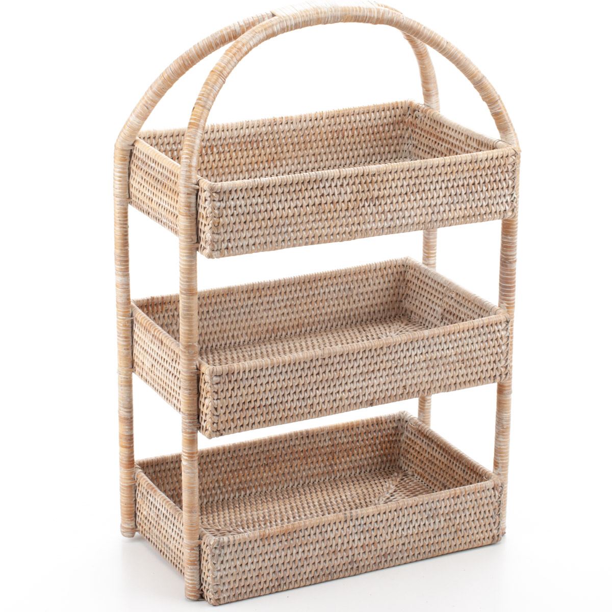 Woven Rattan Fruit Storage Stand, 35*20*56 cm, 71025-white