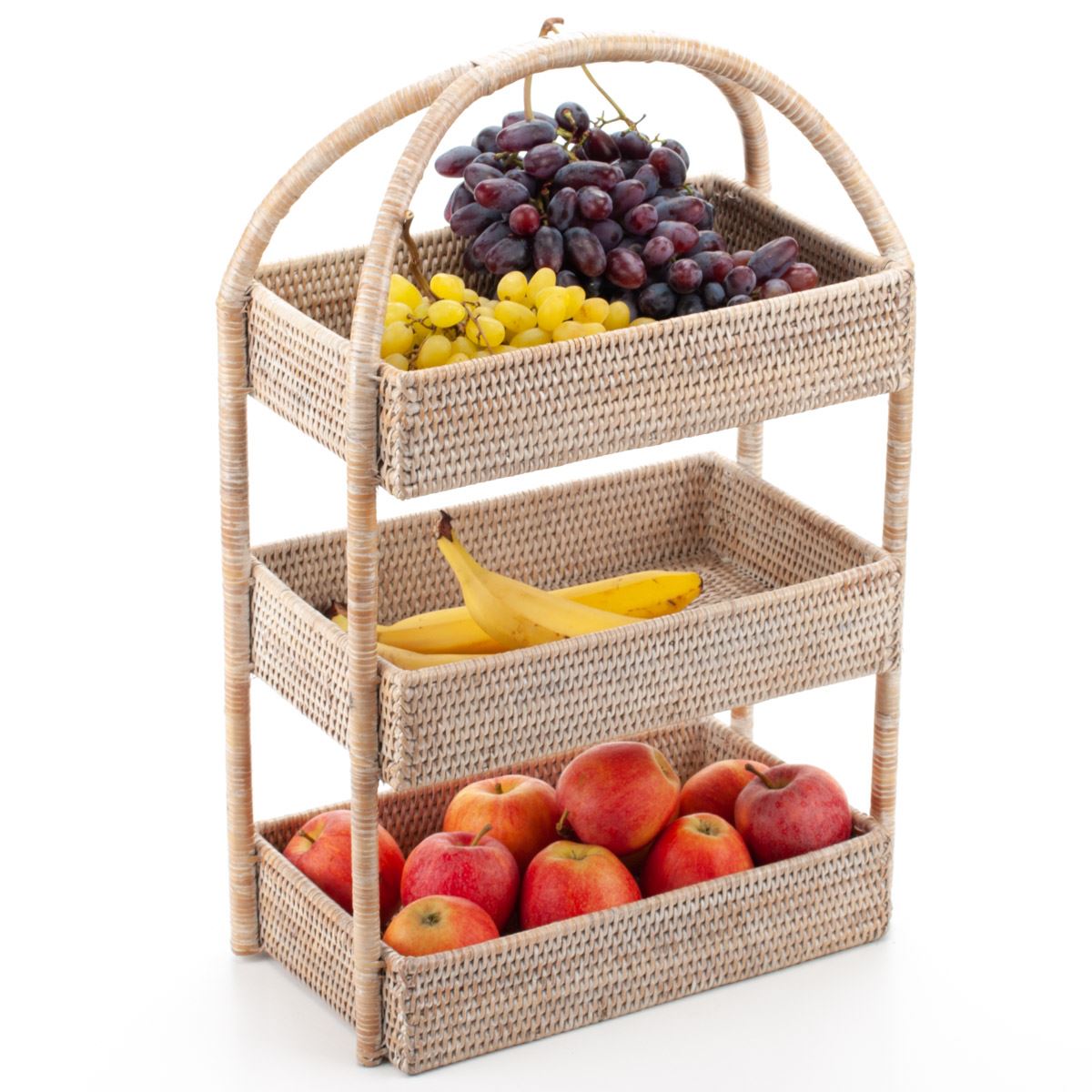 Woven Rattan Fruit Storage Stand, 35*20*56 cm, 71025-white