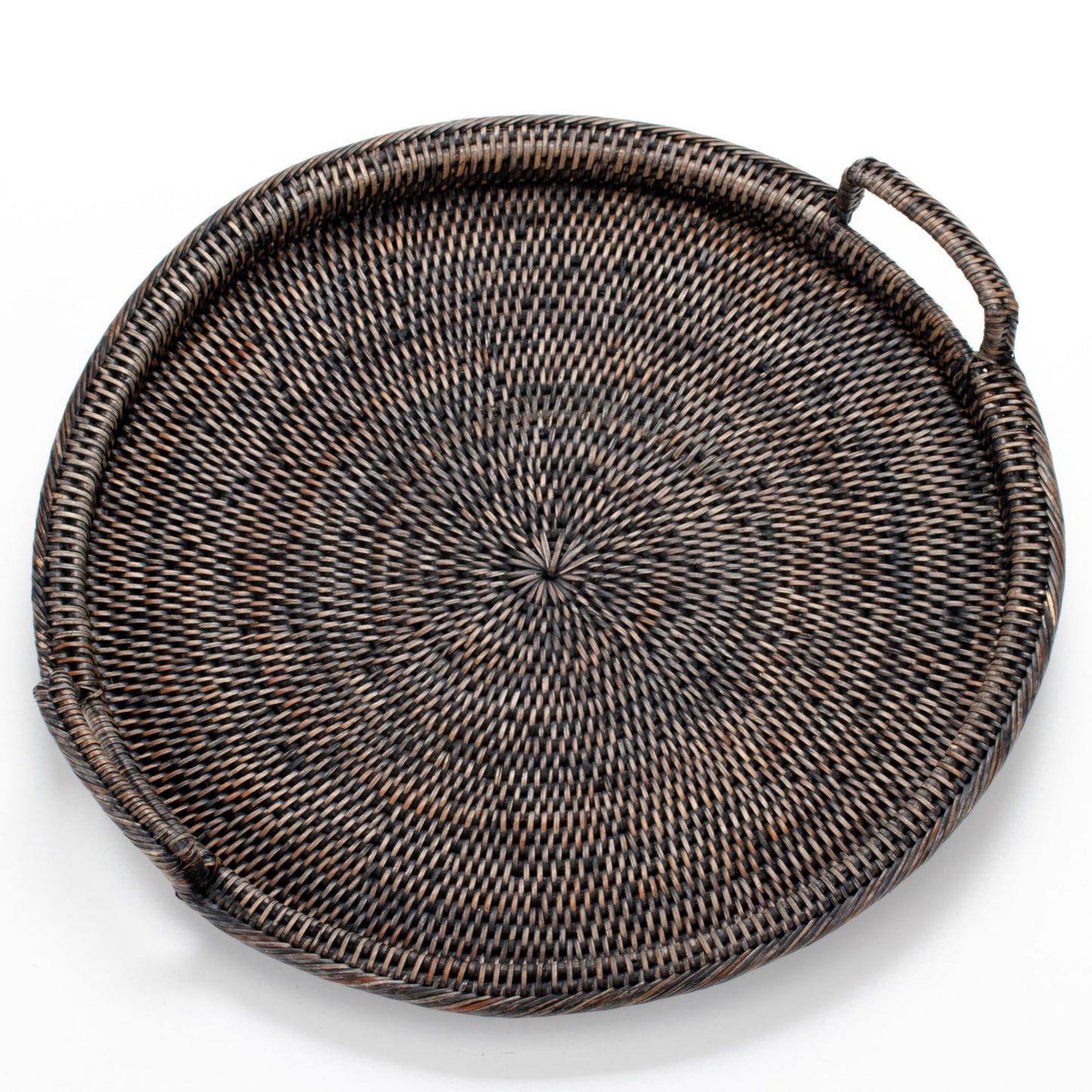 Round Tray with Handles Woven from Rattan, 48*6 cm, 71026-black