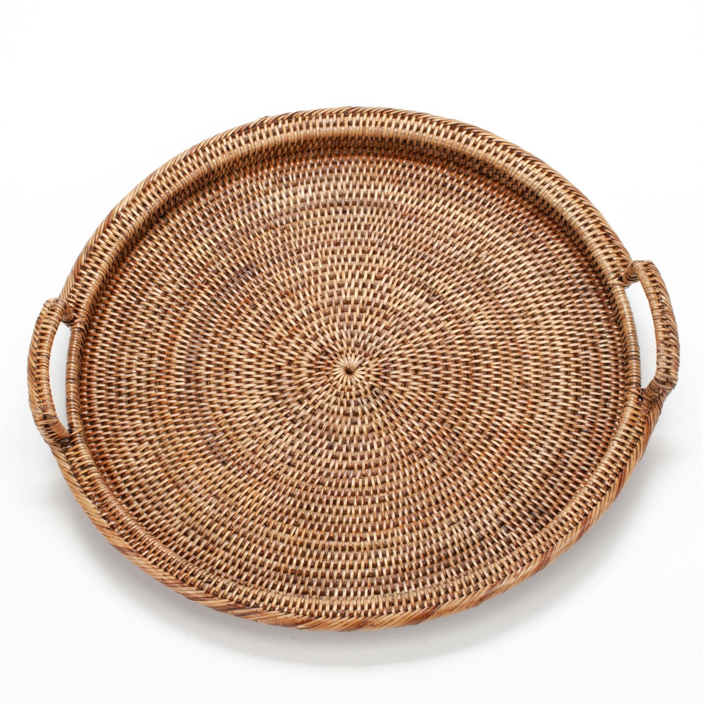 Round Tray with Handles Woven from Rattan, 48*6 cm, 71026-brown
