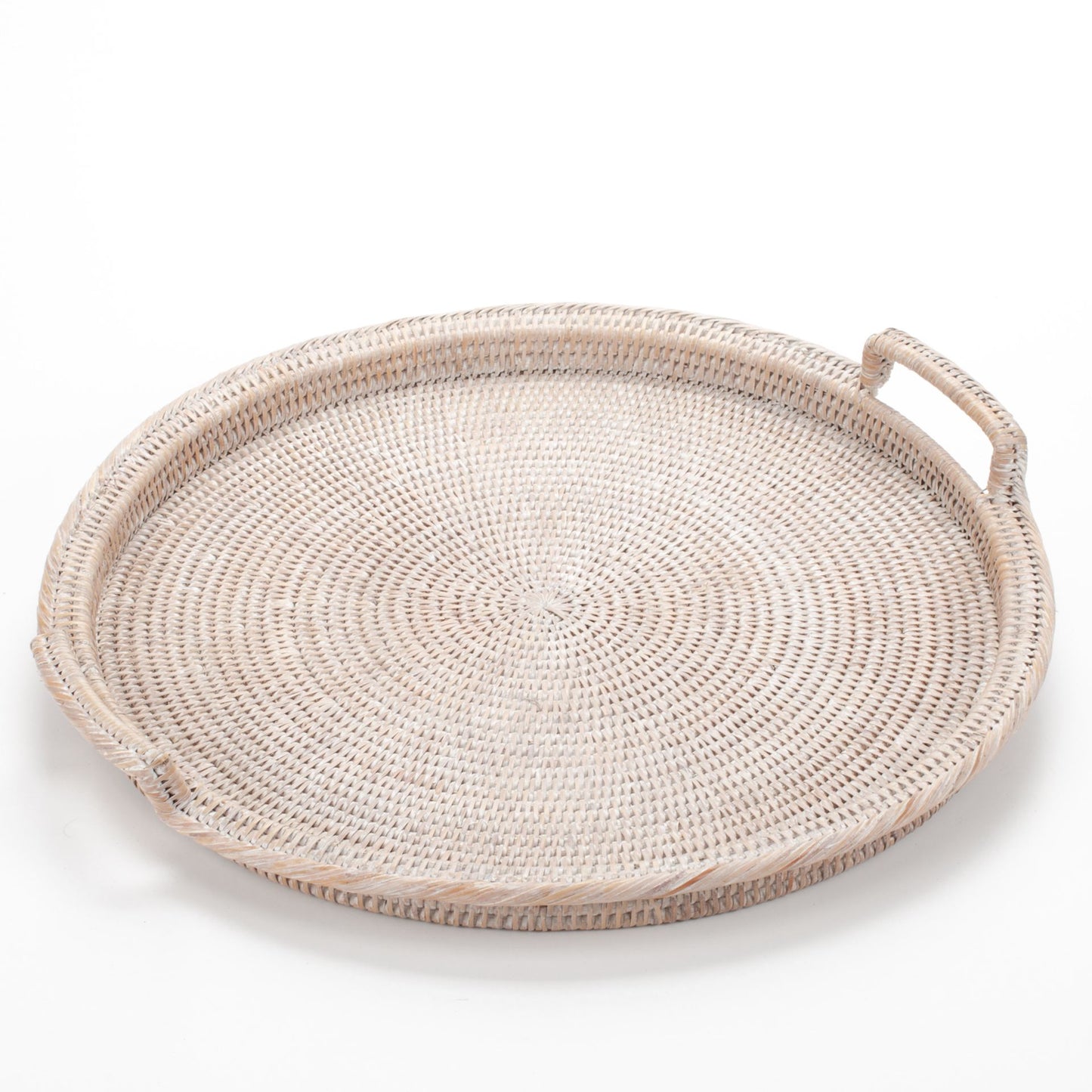 Round Tray with Handles Woven from Rattan, 48*6 cm, 71026-white