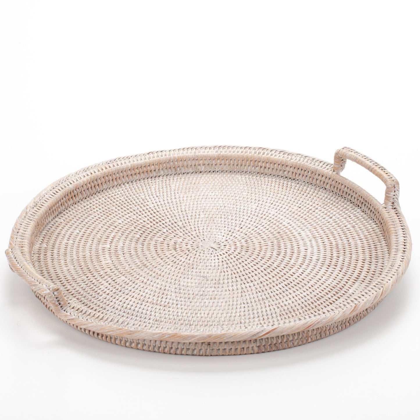 Round Tray with Handles Woven from Rattan, 48*6 cm, 71026-white
