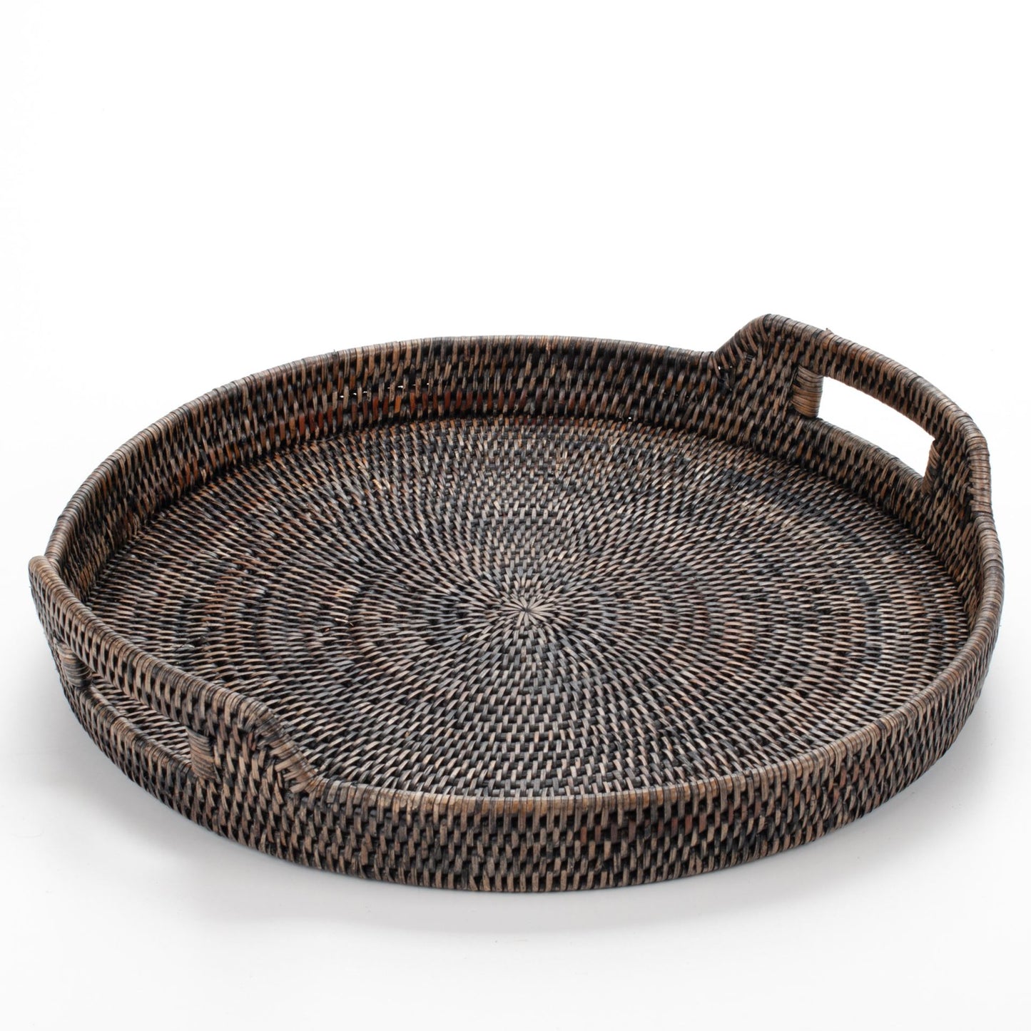 Round Tray with Handles Woven from Rattan, 48*5/9 cm, 71037-black