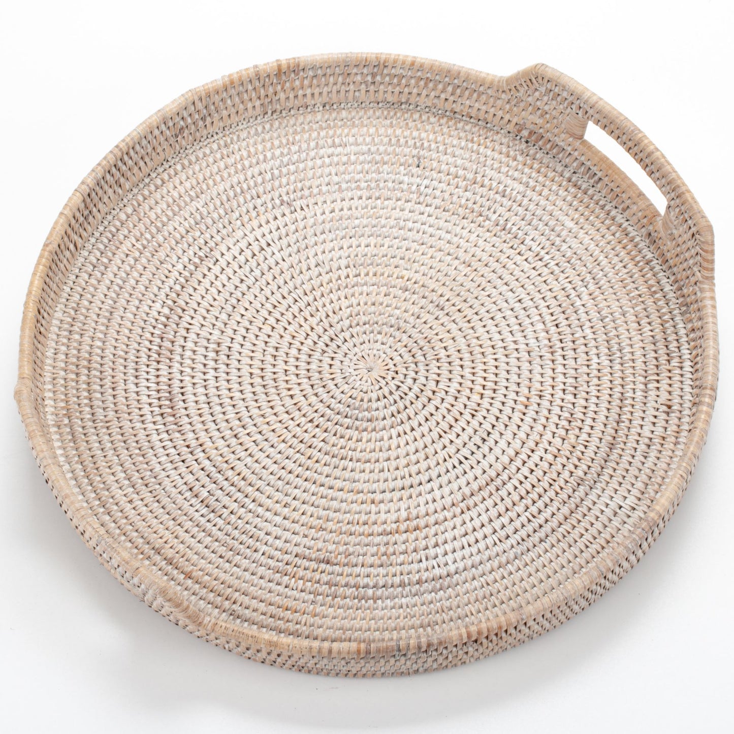 Round Tray with Handles Woven from Rattan, 48*5/9 cm, 71037-white