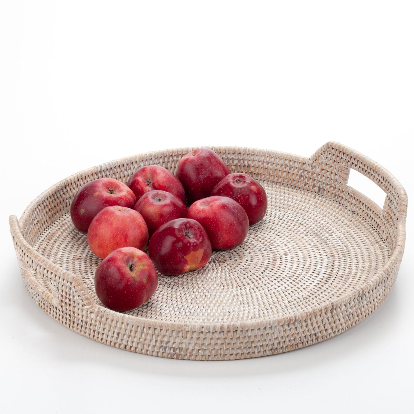 Round Tray with Handles Woven from Rattan, 48*5/9 cm, 71037-white