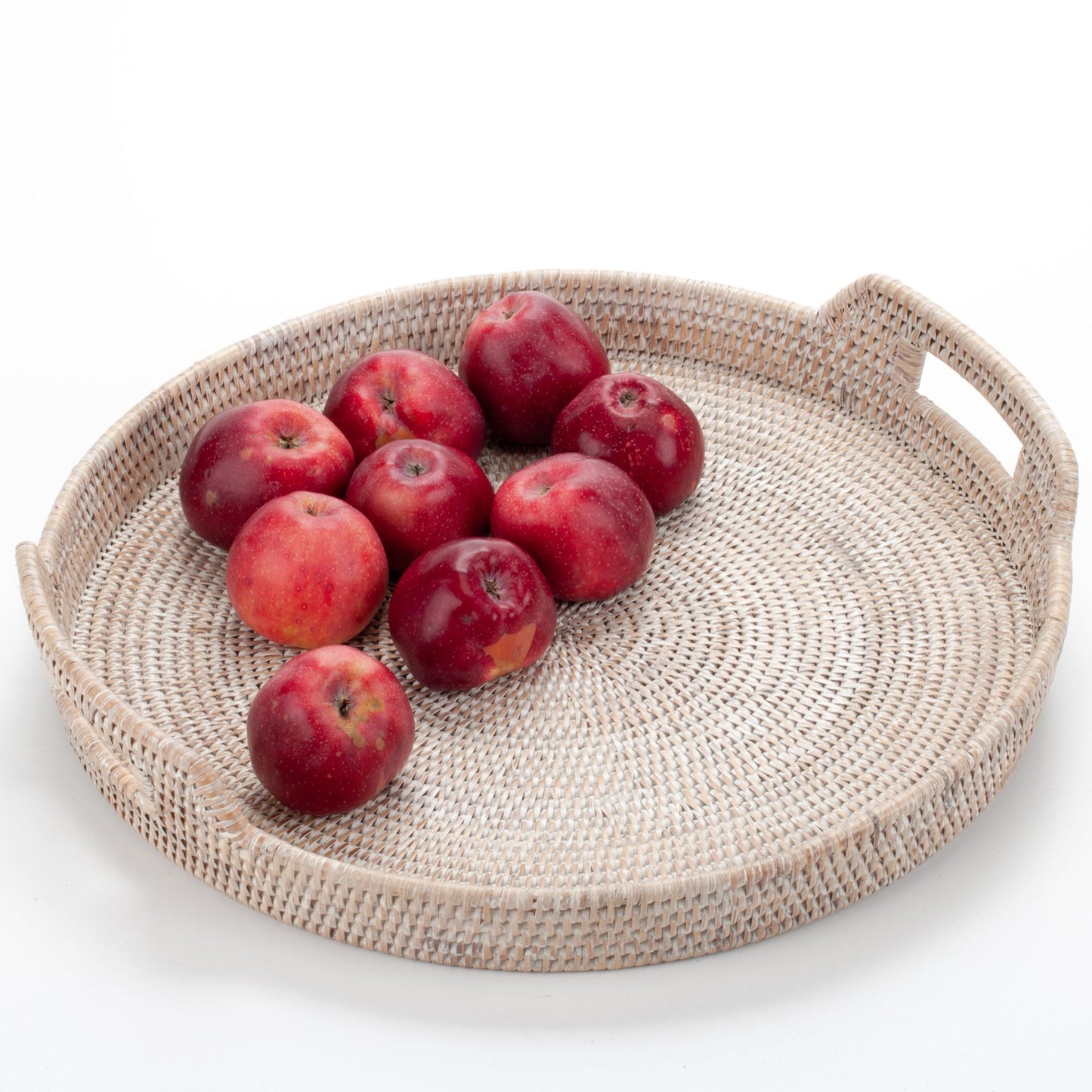 Round Tray with Handles Woven from Rattan, 48*5/9 cm, 71037-white