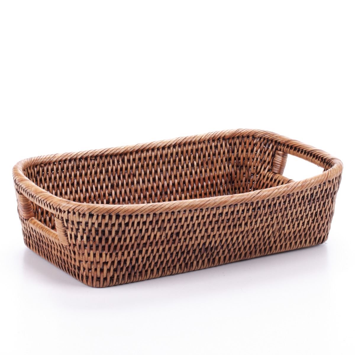 Bread Basket with Handles, Handwoven from Natural Rattan, 33*20*8 cm, 71040-brown