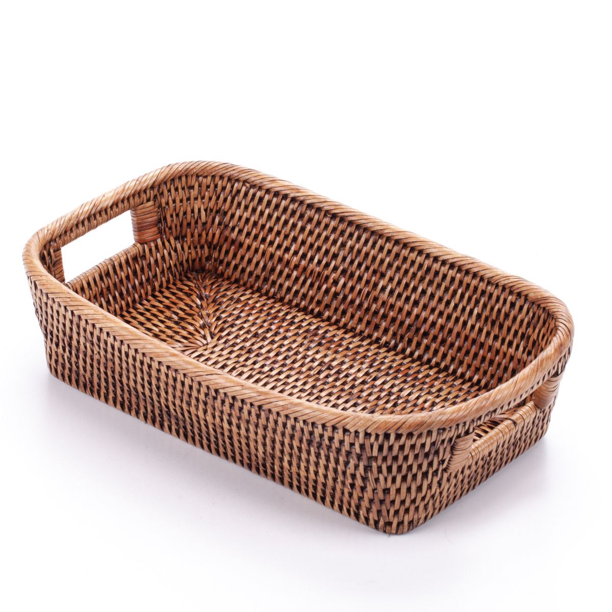 Bread Basket with Handles, Handwoven from Natural Rattan, 33*20*8 cm, 71040-brown