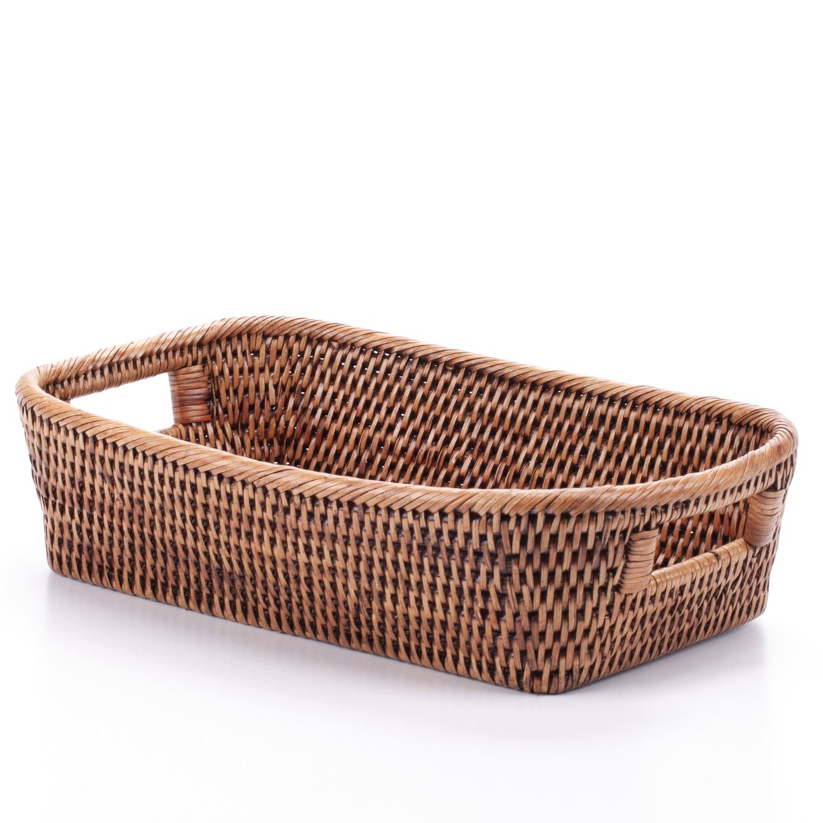 Bread Basket with Handles, Handwoven from Natural Rattan, 33*20*8 cm, 71040-brown