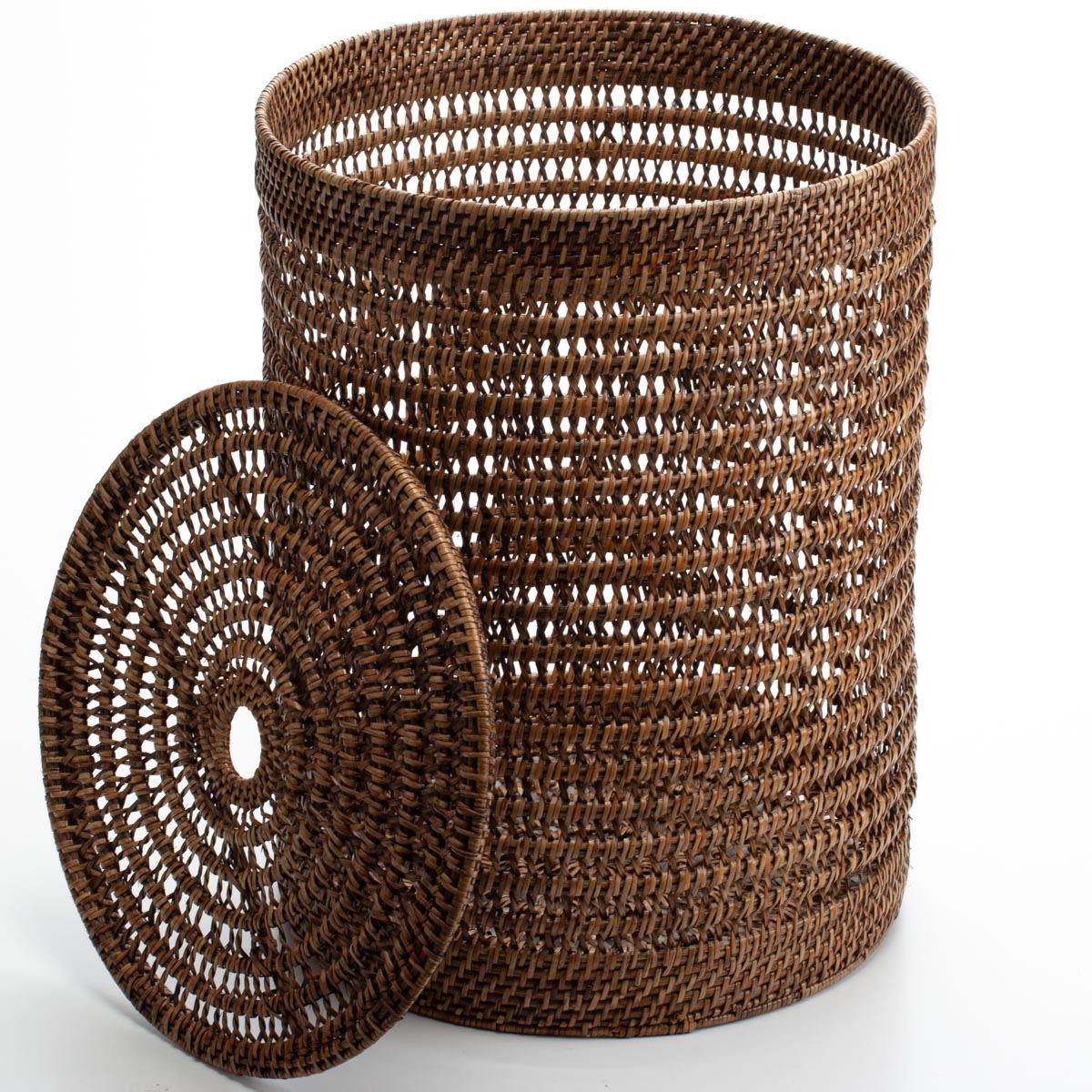 Wicker Laundry Basket with Lid Made of Rattan, 38*50 cm, 71046-brown