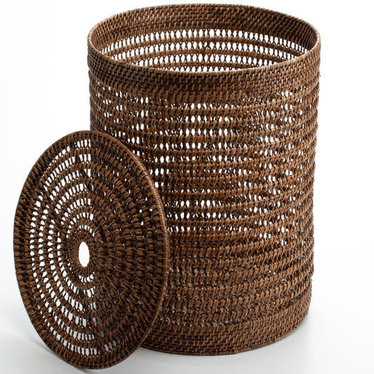 Wicker Laundry Basket with Lid Made of Rattan, 38*50 cm, 71046-brown