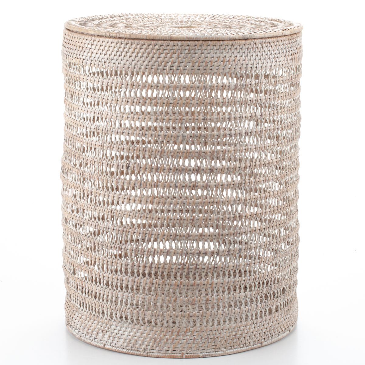 Wicker Laundry Basket with Lid Made of Rattan, 38*50 cm, 71046-white