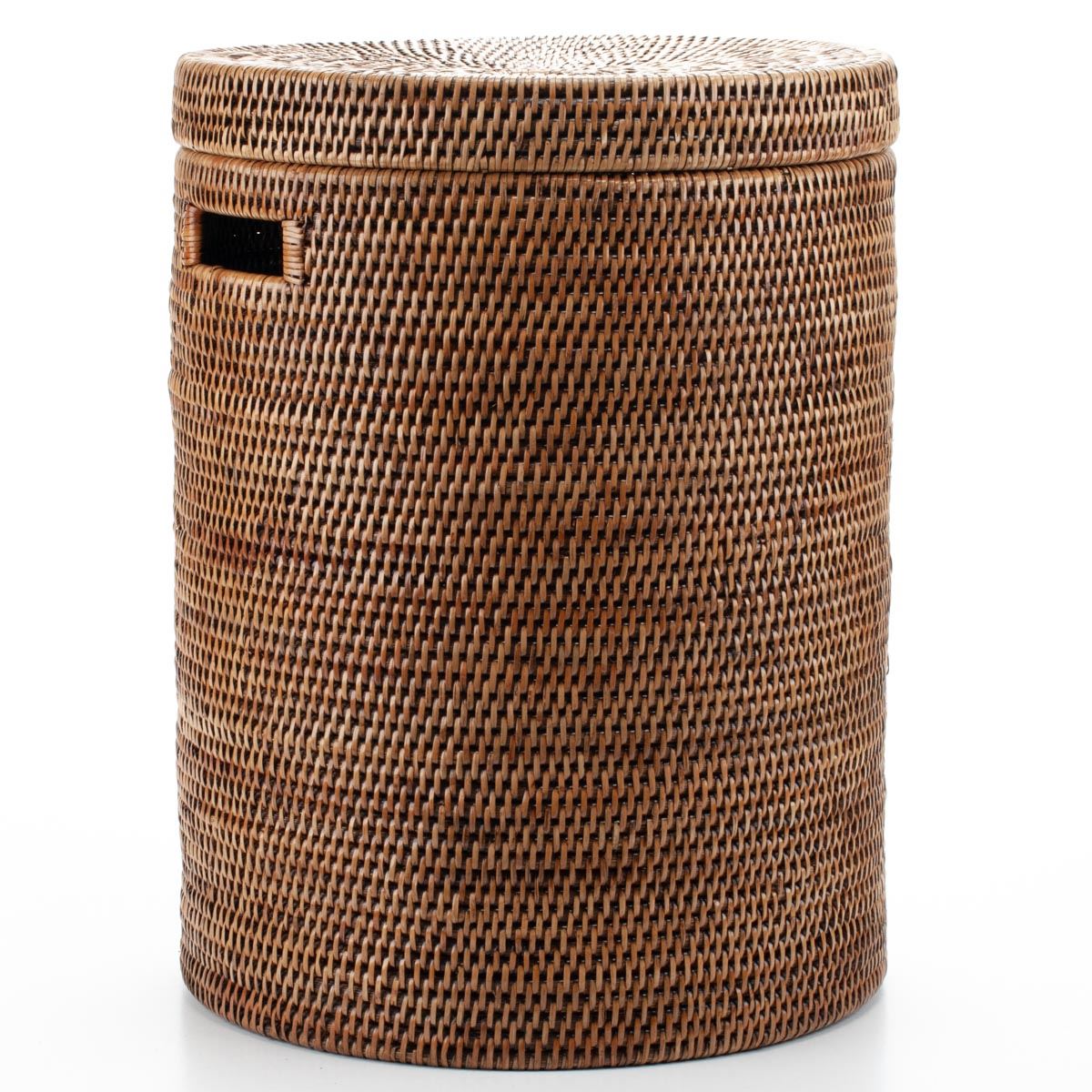 Laundry Basket with Lid Woven from Rattan, 38*51 cm, 71049-brown