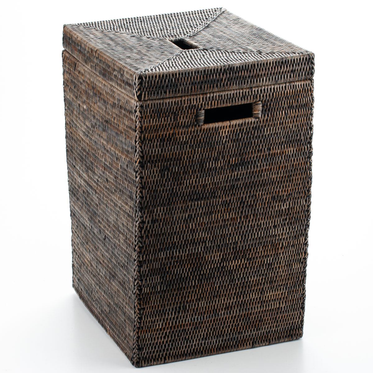 Laundry Basket with Lid Woven from Rattan Helen, 40*35*57 cm, 71050-black