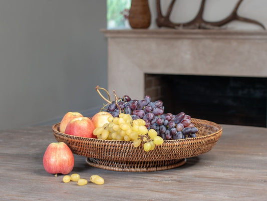 Wicker Fruit Bowl on a Stand Made from Natural Rattan, 41*9 cm, 71058-brown